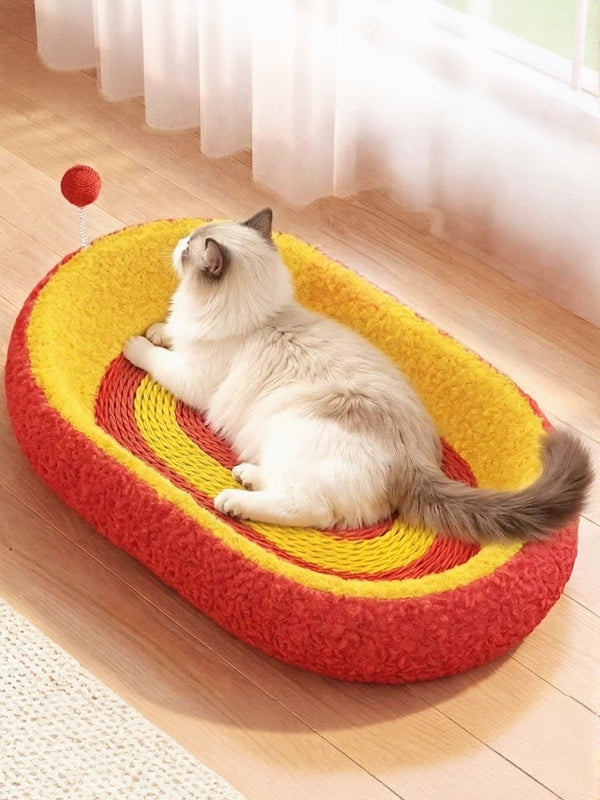 Oval Cat Scratching Bed for Ultimate Comfort and Playtime - Obarlay