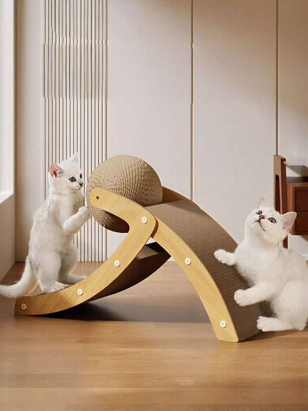 Interactive Cat Scratching Post with Ball & Ramp for Engaging Play - Obarlay