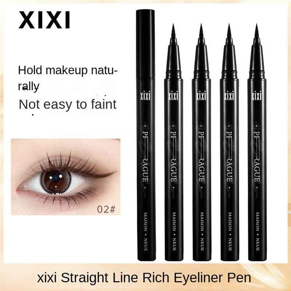Makeup Xixi Straight Line Rich Liquid Eyeliner Pen Not Easy To Smudge Sponge Head Cool Black Eyeliner - Obarlay