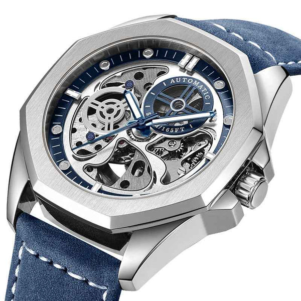 Korean Version Fashion Leather Watch Waterproof Mechanical Watch Men's Men's Casual Personality Men's Watch Mechanical Watch - Obarlay