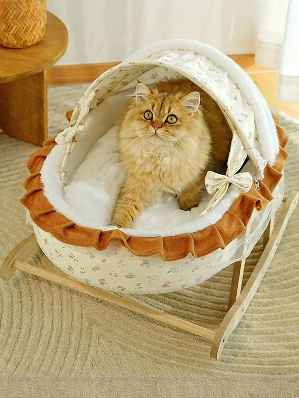 Rocking Pet Bed Canopy for Unmatched Comfort and Chic Style - Obarlay