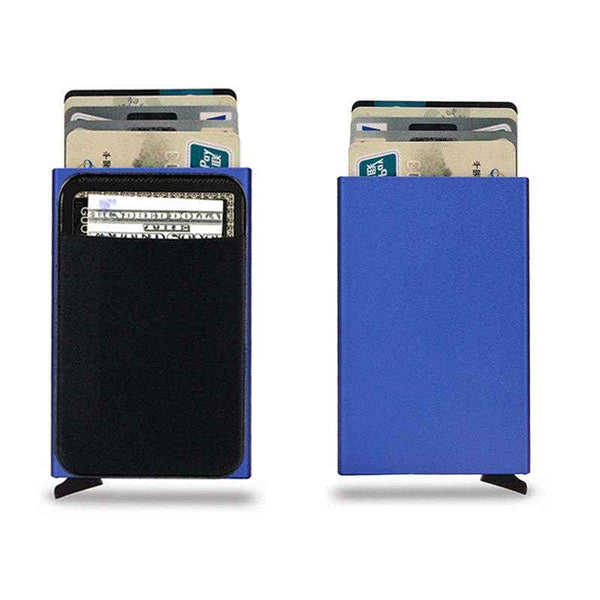 DIENQI Rfid Smart Wallet Card Holder Metal Thin Slim Men Women Wallets Pop Up Minimalist Wallet Small Black Purse Metal Vallet - Obarlay